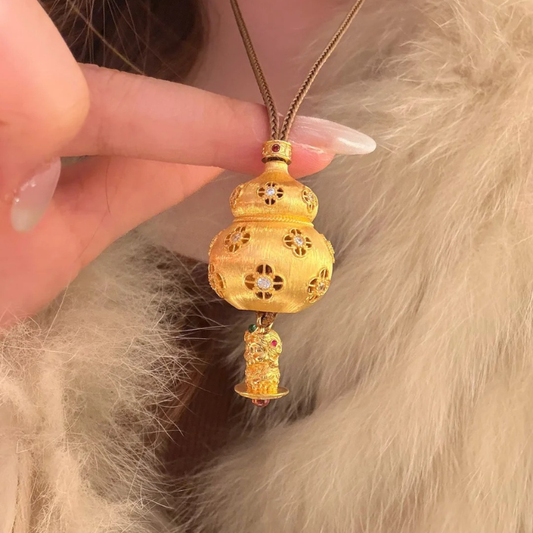 Gold-Plated 925 Silver｜Plump Gold Gourd Pendant - The “Fat Hulu” for Good Fortune & Fullness of Life