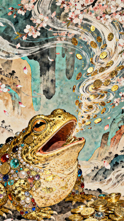 Wealth Toad Magnet: Money Frog Wallpaper for Abundance
