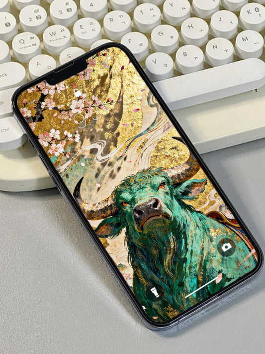 Green Ox Wallpaper: For Serene Wisdom & Auspicious Arrivals