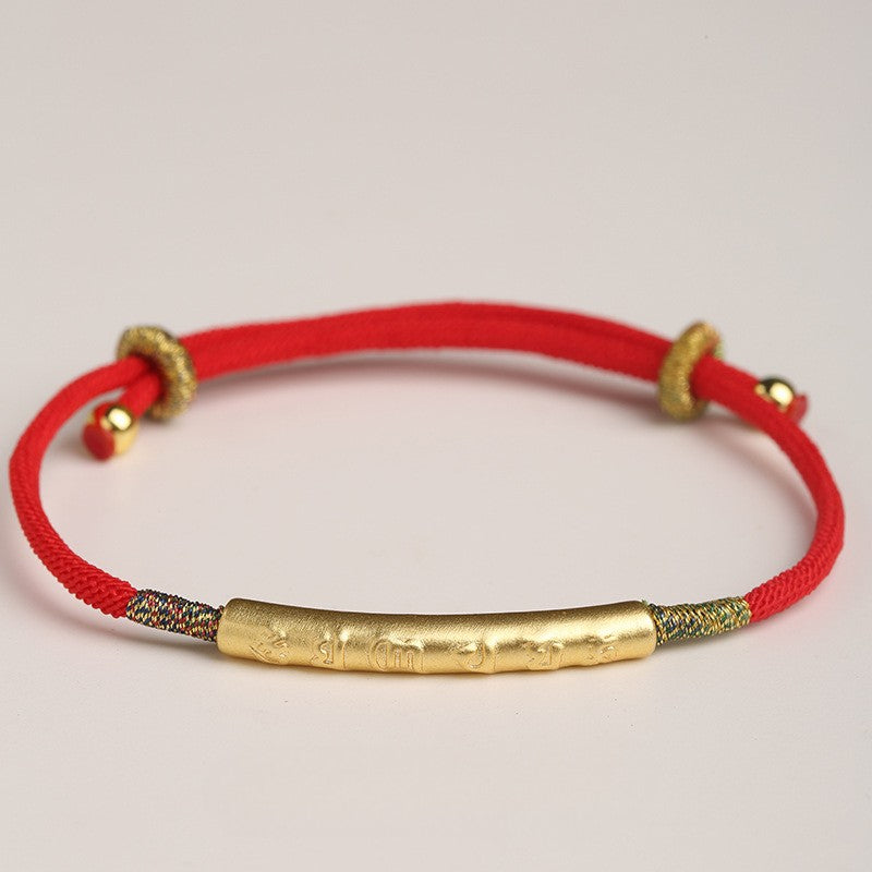 Red String Bracelet｜Tibetan Buddhist Handmade Mani Mantra Lucky Charm