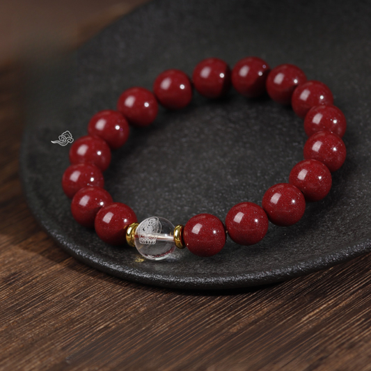 12 Zodiac Bracelet｜Cinnabar & Clear Quartz Buddha for Birth Year