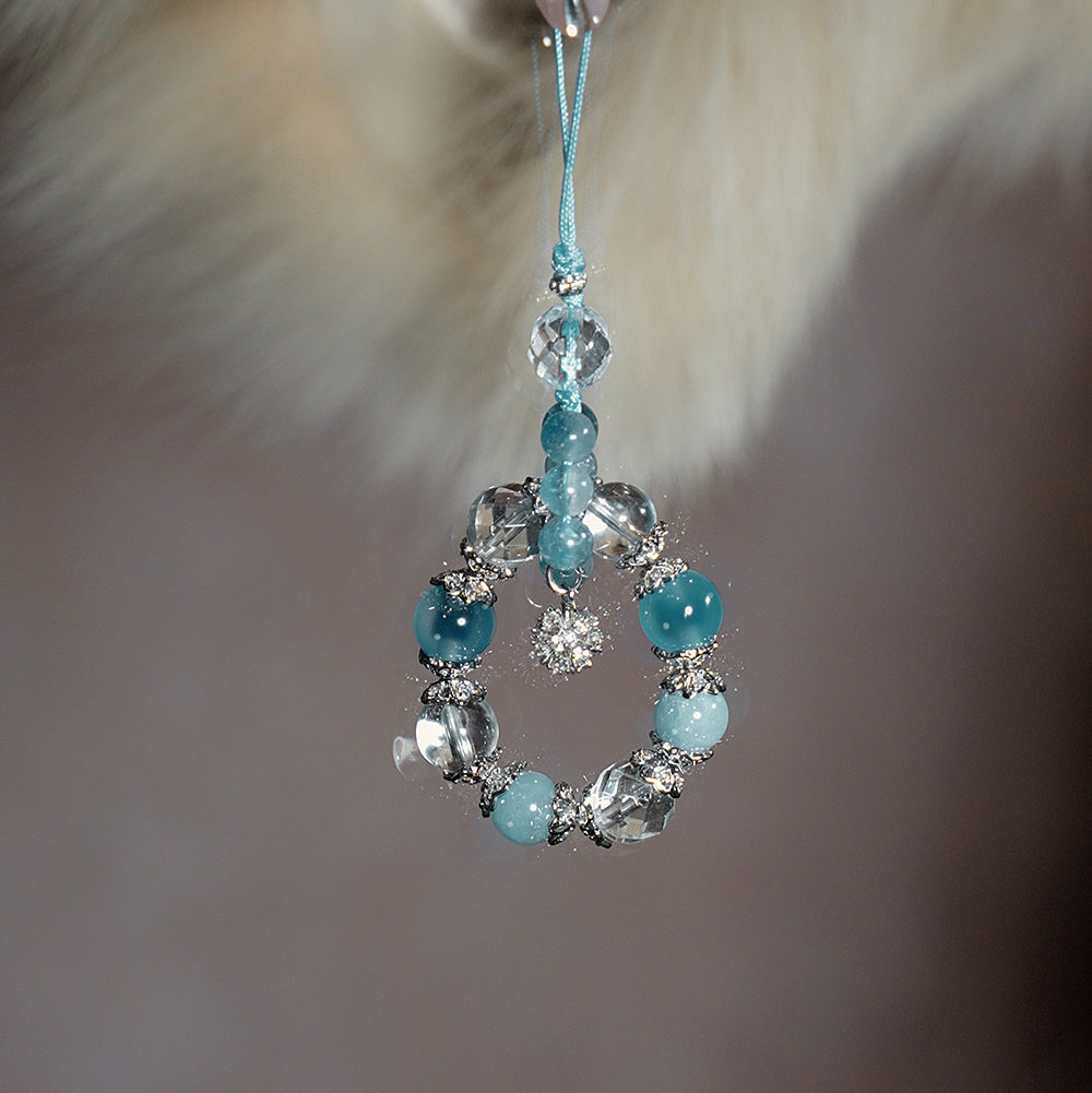 Charm Pendant｜"Eternal Wellness", Aquamarine & Candy Agate, Soothe Mood & Nurture Inner Peace