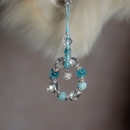 Charm Pendant｜"Eternal Wellness", Aquamarine & Candy Agate, Soothe Mood & Nurture Inner Peace
