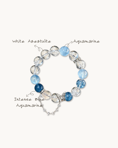 Salt Lake, White Azeztulite & Aquamarine Bracelet, Clear Your Mind