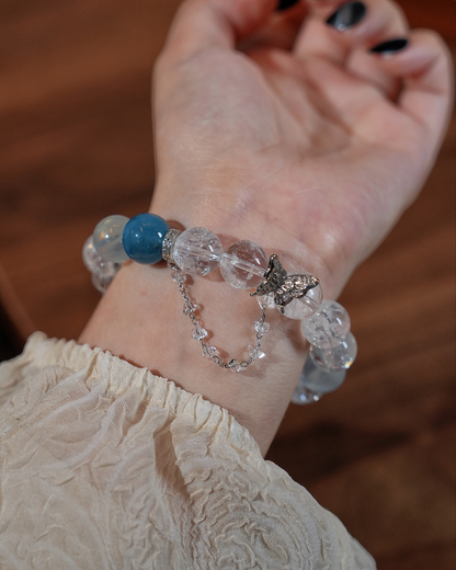 Salt Lake, White Azeztulite & Aquamarine Bracelet, Clear Your Mind