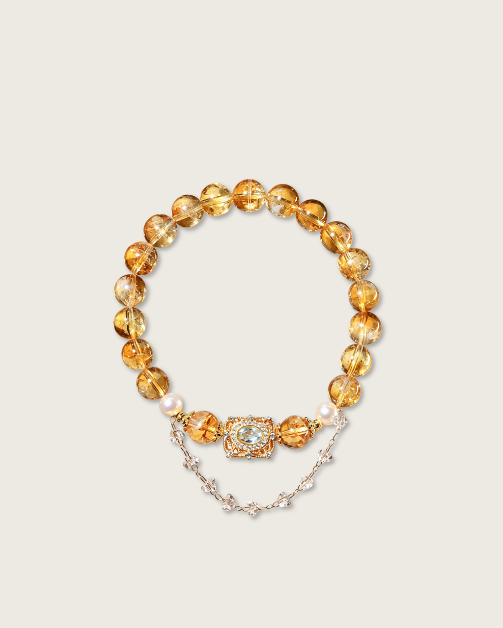 Golden Way, Citrine & Pearl Bracelet, Attract Wealth