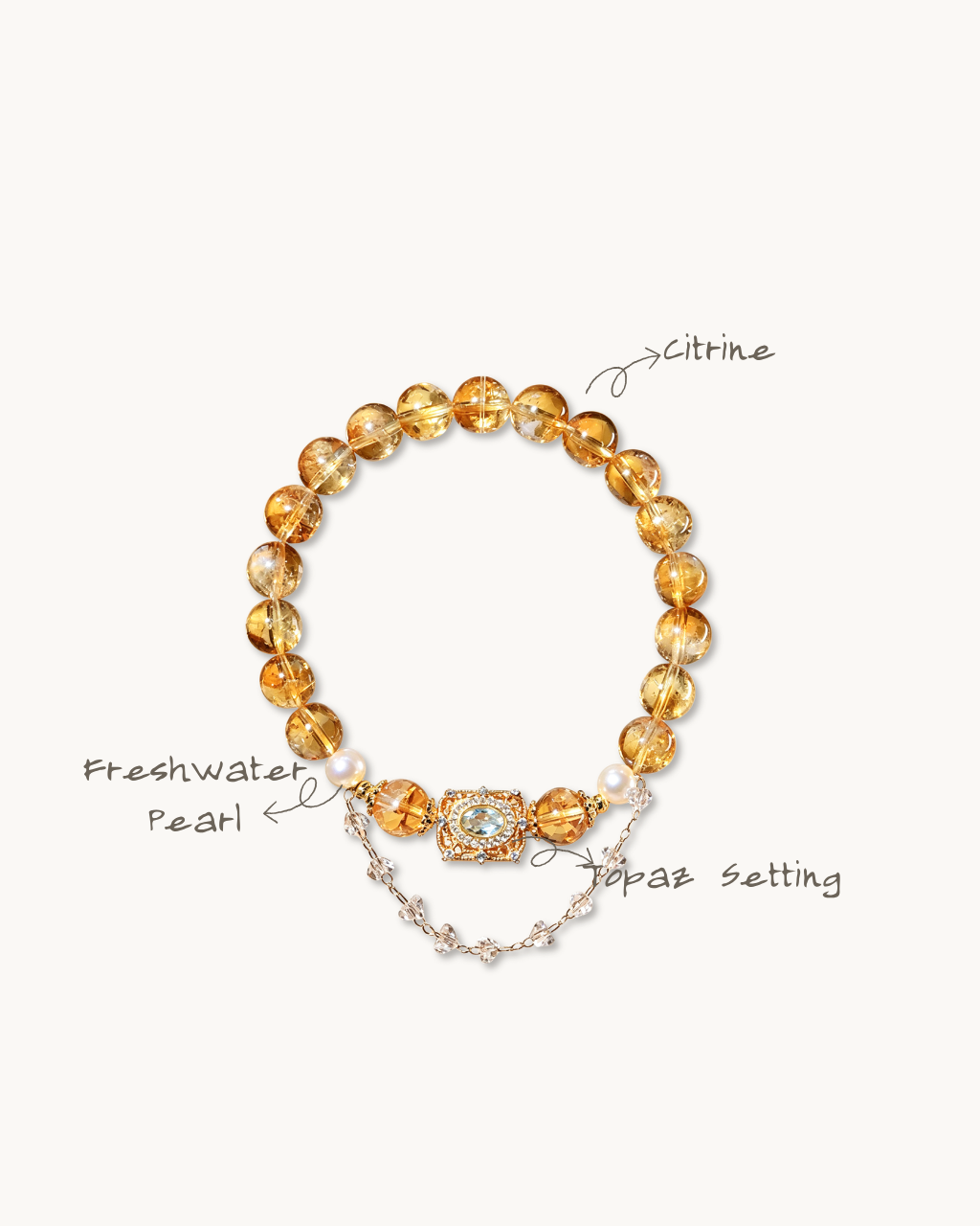 Golden Way, Citrine & Pearl Bracelet, Attract Wealth