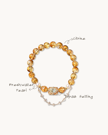 Golden Way, Citrine & Pearl Bracelet, Attract Wealth