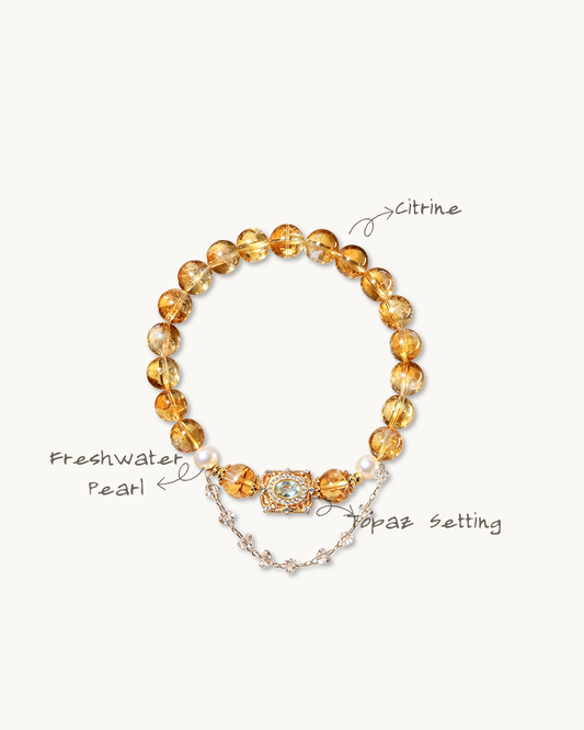 Golden Way, Citrine & Pearl Bracelet, Attract Wealth