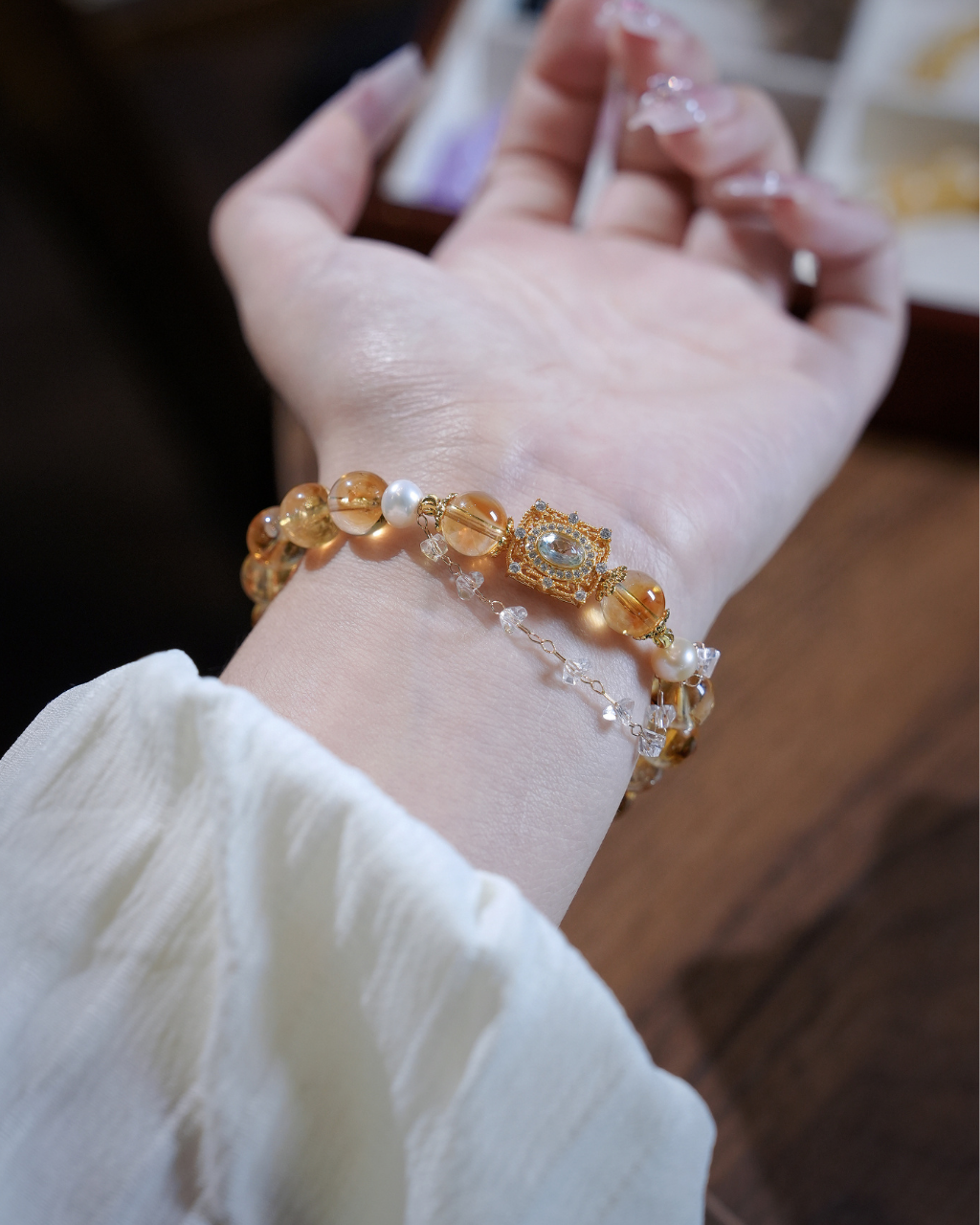 Golden Way, Citrine & Pearl Bracelet, Attract Wealth
