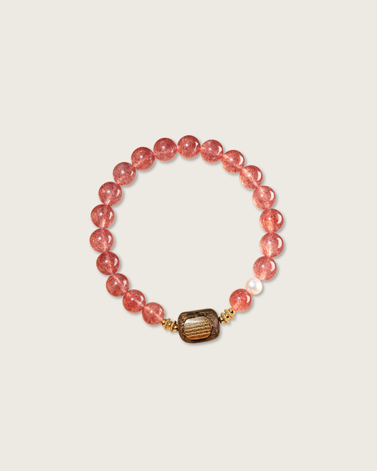 Strawberry Coconut, Strawberry Quartz Bracelet, Attract Love & Luck