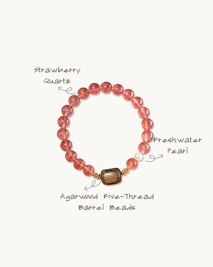 Strawberry Coconut, Strawberry Quartz Bracelet, Attract Love & Luck