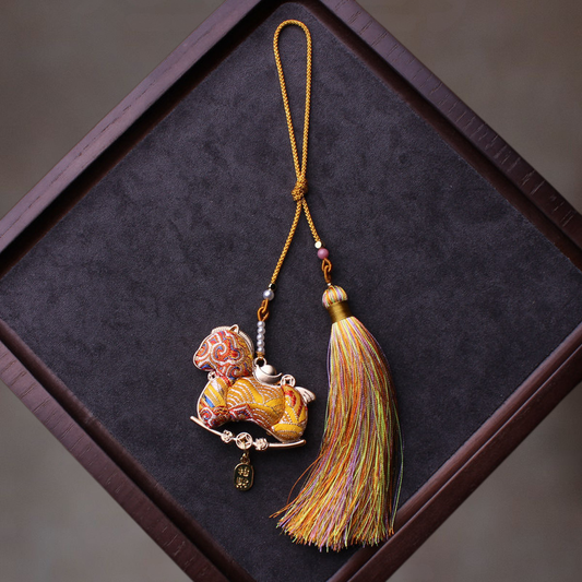 Double-Sided Embroidered Horse Charm | Tibetan Style Good Luck Charm
