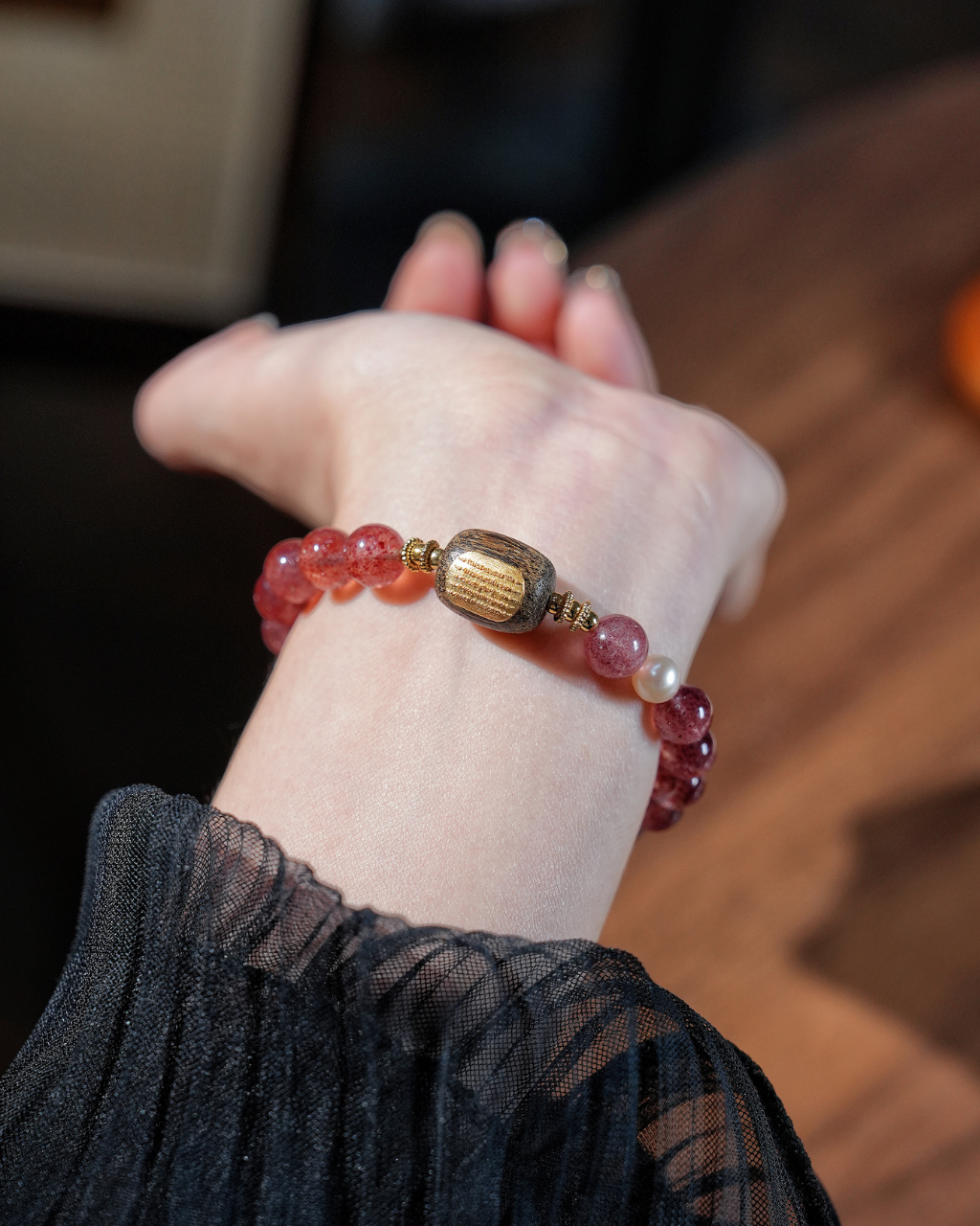 Strawberry Coconut, Strawberry Quartz Bracelet, Attract Love & Luck