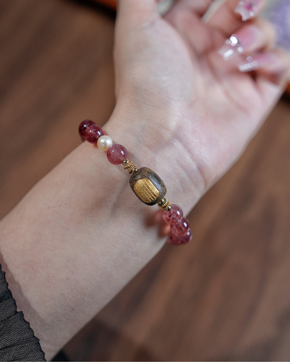 Strawberry Coconut, Strawberry Quartz Bracelet, Attract Love & Luck