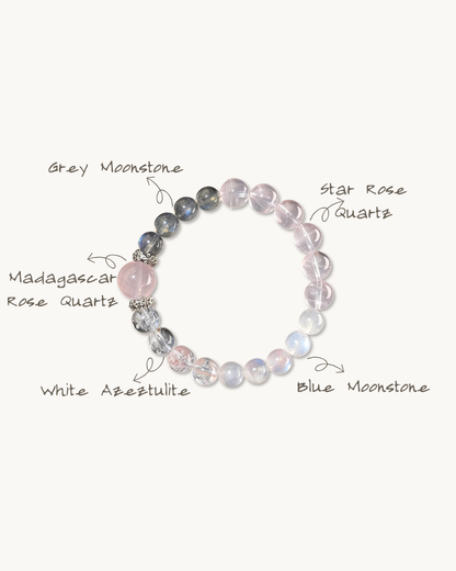 Pink Dream, Rose Quartz & Moonstone Bracelet, Open Your Heart