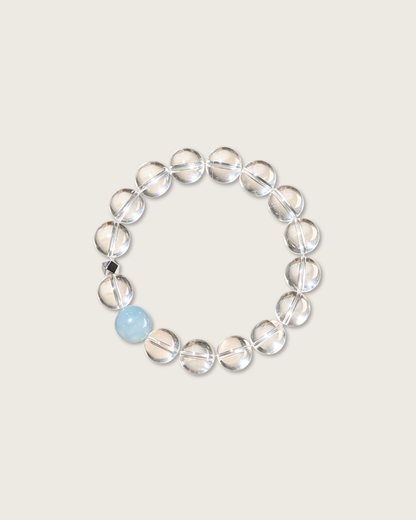 Distant Sky, Clear Quartz & Aquamarine Bracelet, Clear Your Energy