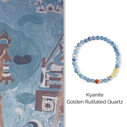 Bracelet | Wrist Galaxy – Golden Rutilated Quartz & Kyanite for Wealth & Communication