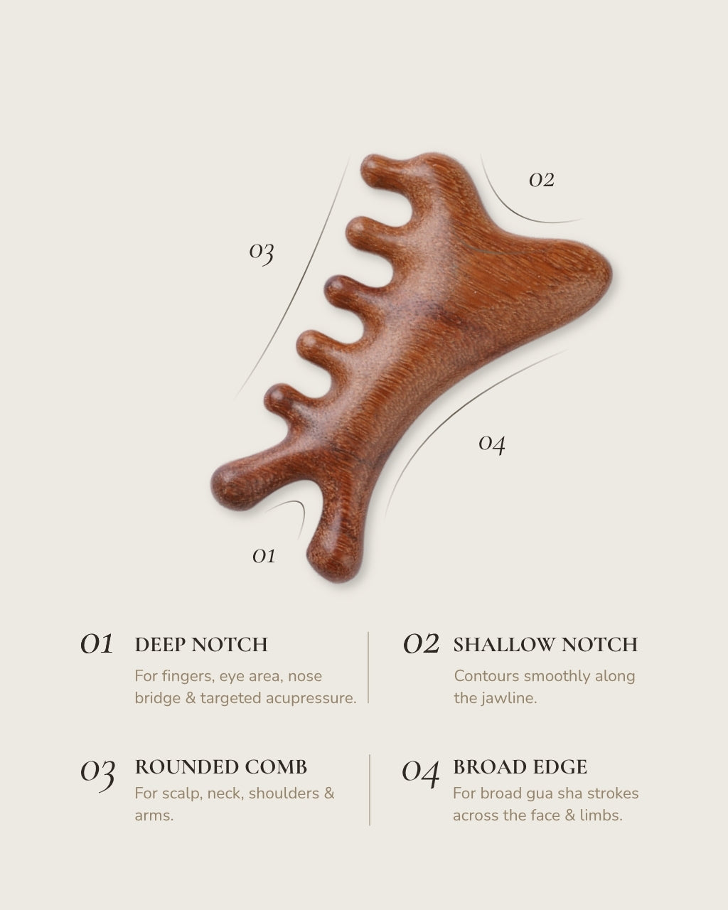 Wooden Multi-Function Meridian Comb