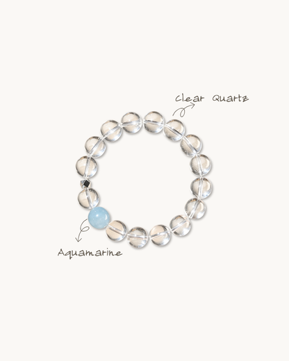 Distant Sky, Clear Quartz & Aquamarine Bracelet, Clear Your Energy