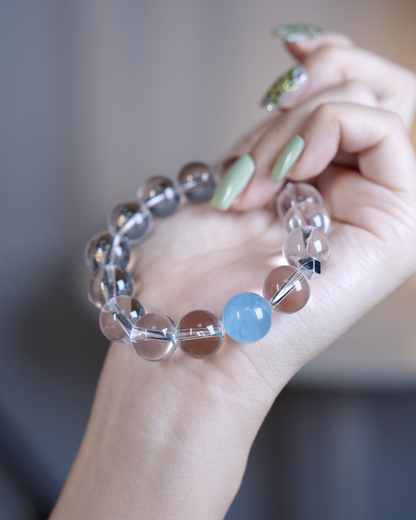 Distant Sky, Clear Quartz & Aquamarine Bracelet, Clear Your Energy