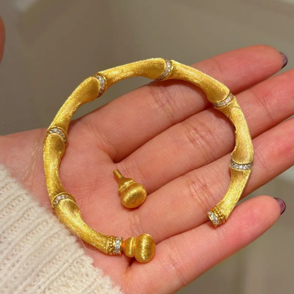 Gold-Plated 925 Silver｜Bamboo Joint Gourd Detachable Bangle
