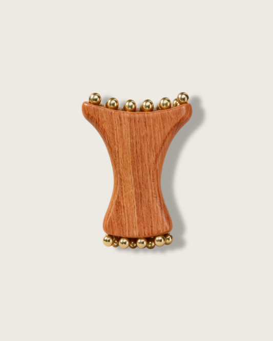 Slim Waist Massage Tool - Wood & Brass, For Face & Body