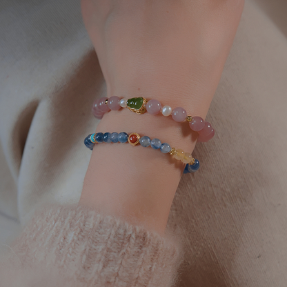Bracelet | Wrist Galaxy – Golden Rutilated Quartz & Kyanite for Wealth & Communication
