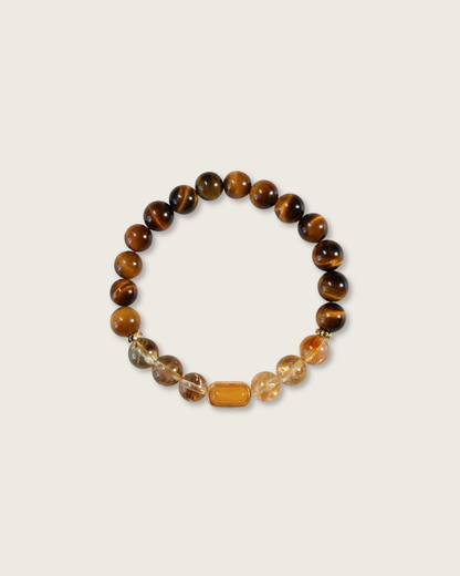 Amber Glow, Tiger Eye & Citrine Bracelet, Attract Wealth