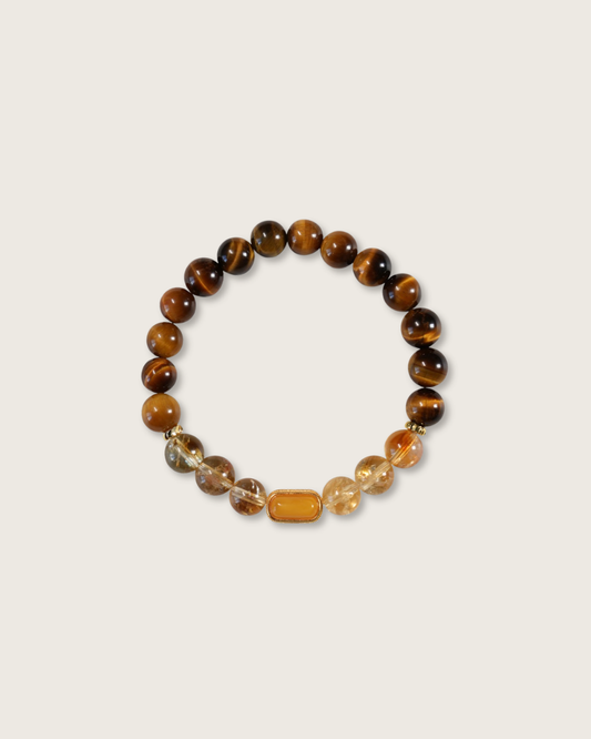 Amber Glow, Tiger Eye & Citrine Bracelet, Attract Wealth