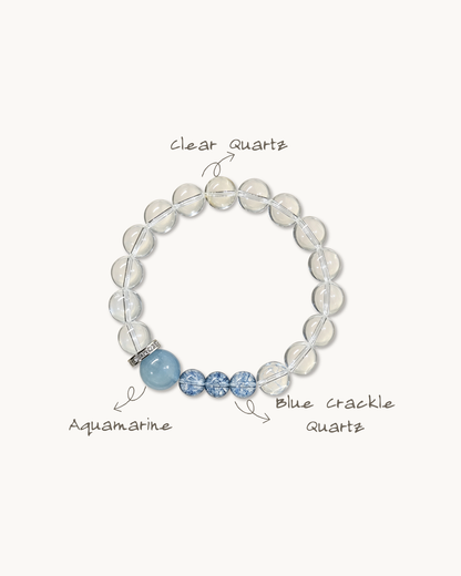 Clear Mountain, Clear Quartz & Aquamarine Bracelet, Clear Your Energy