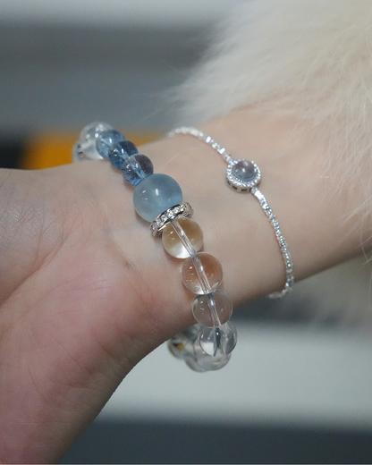 Clear Mountain, Clear Quartz & Aquamarine Bracelet, Clear Your Energy