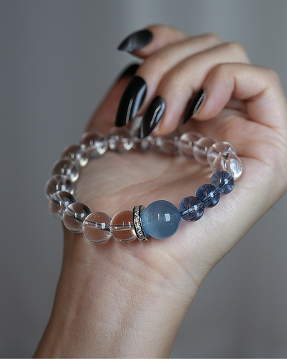 Clear Mountain, Clear Quartz & Aquamarine Bracelet, Clear Your Energy
