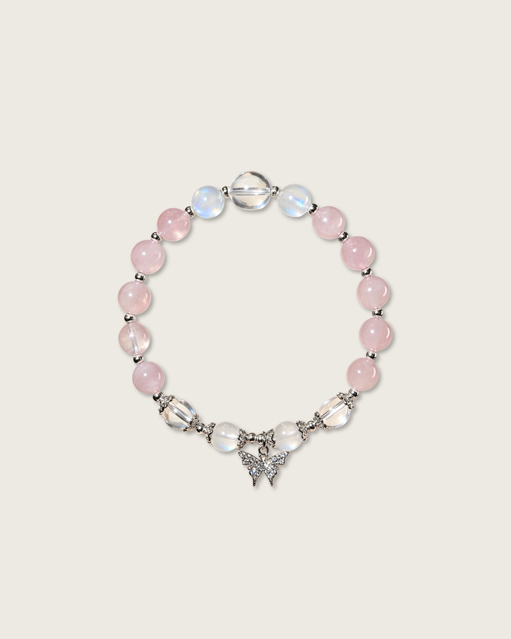 Cherry Bloom, Moonstone & Rose Quartz Bracelet, Attract Love