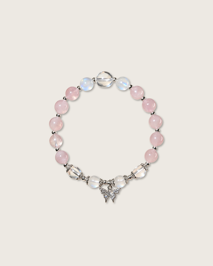 Cherry Bloom, Moonstone & Rose Quartz Bracelet, Attract Love