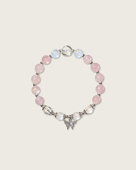 Cherry Bloom, Moonstone & Rose Quartz Bracelet, Attract Love