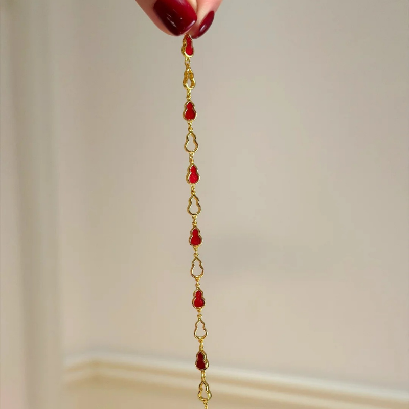 Gold-Plated 925 Silver｜Red Gourd Bracelet – Fortune & Protection