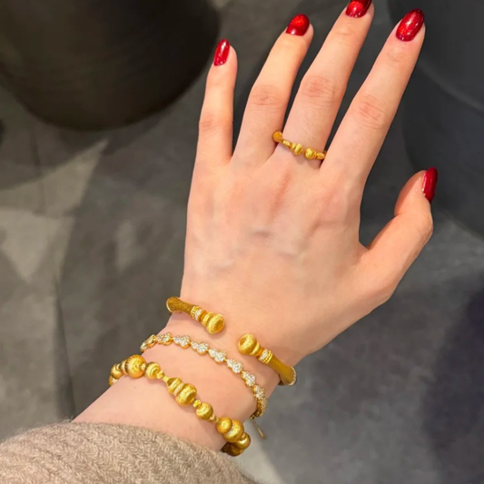 Gold-Plated 925 Silver｜Bamboo Joint Gourd Detachable Bangle