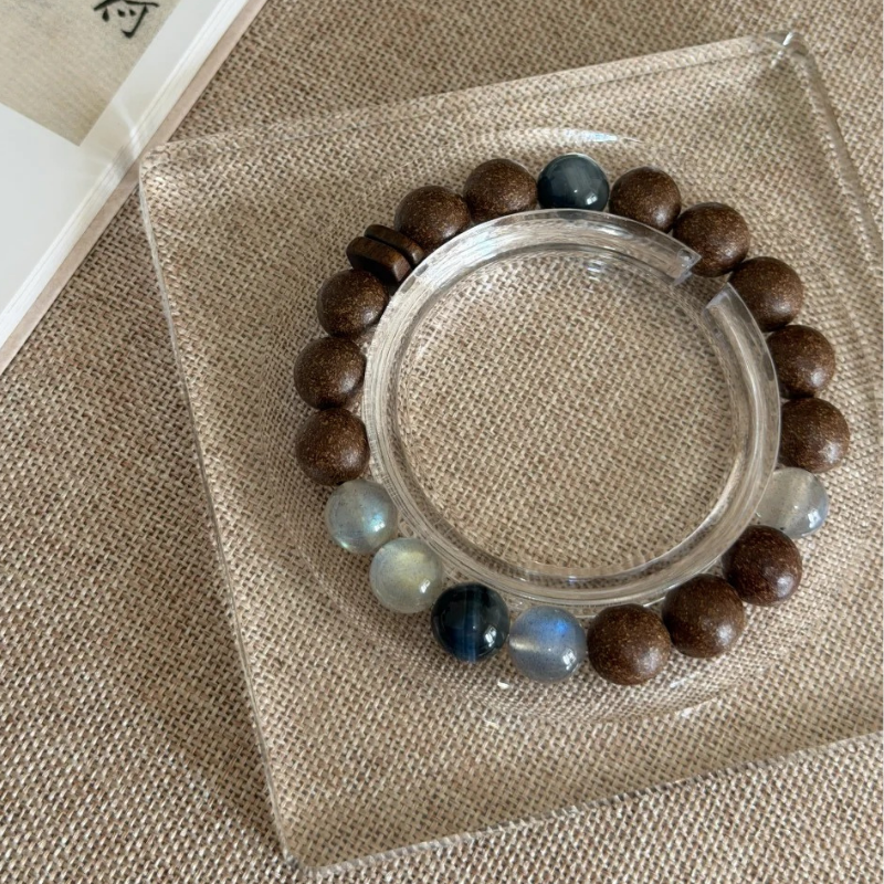 Herbal Incense Bracelet｜"Intuition & Calm", Grey Moonstone & Blue Tiger's Eye, Various Herbal Recipes Available