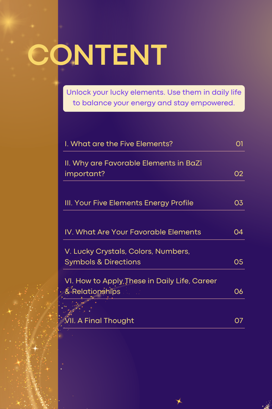 Five Elements Energy Analysis — Discover Your Favorable Elements & Lucky Colors