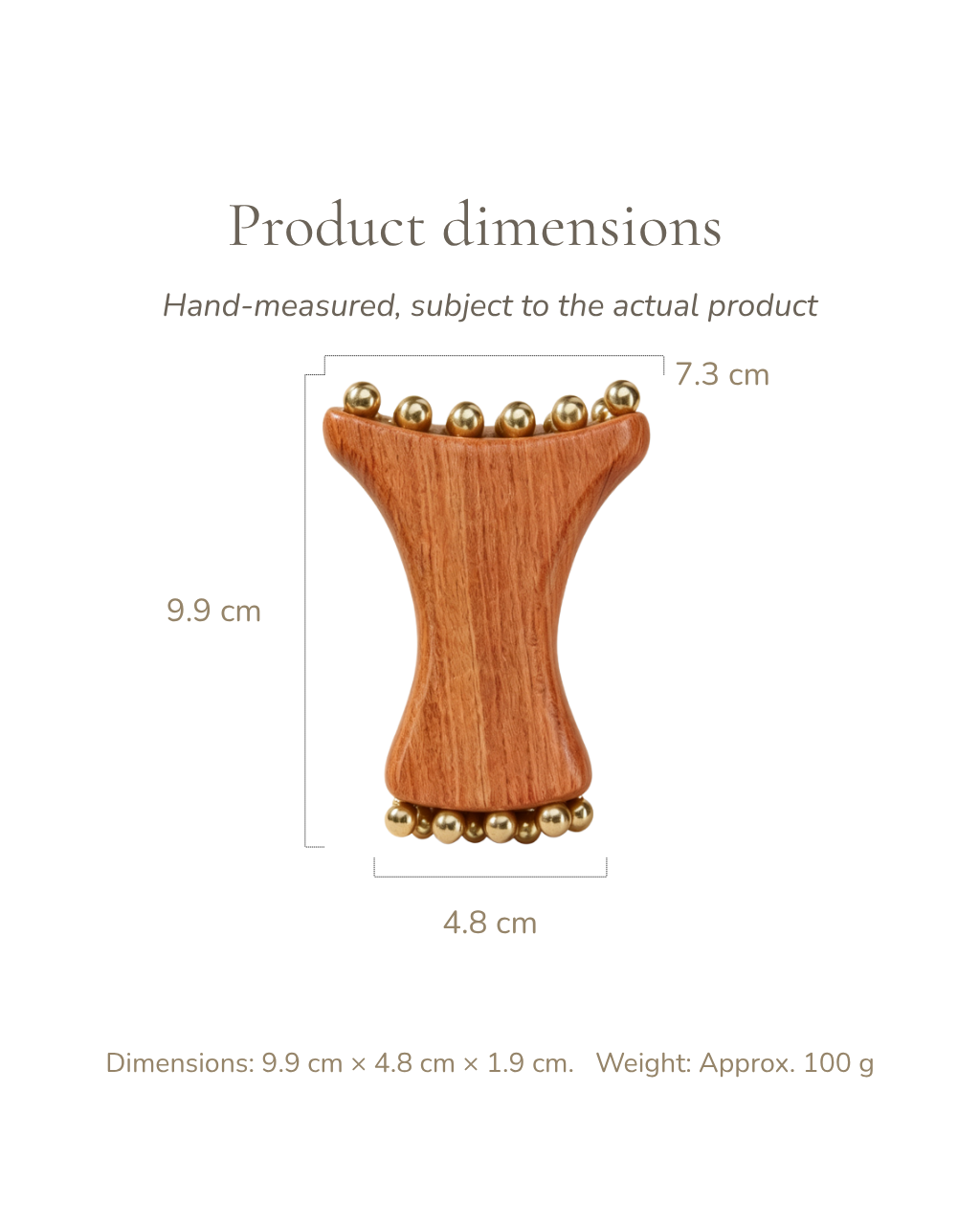 Slim Waist Massage Tool - Wood & Brass, For Face & Body