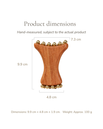 Slim Waist Massage Tool - Wood & Brass, For Face & Body