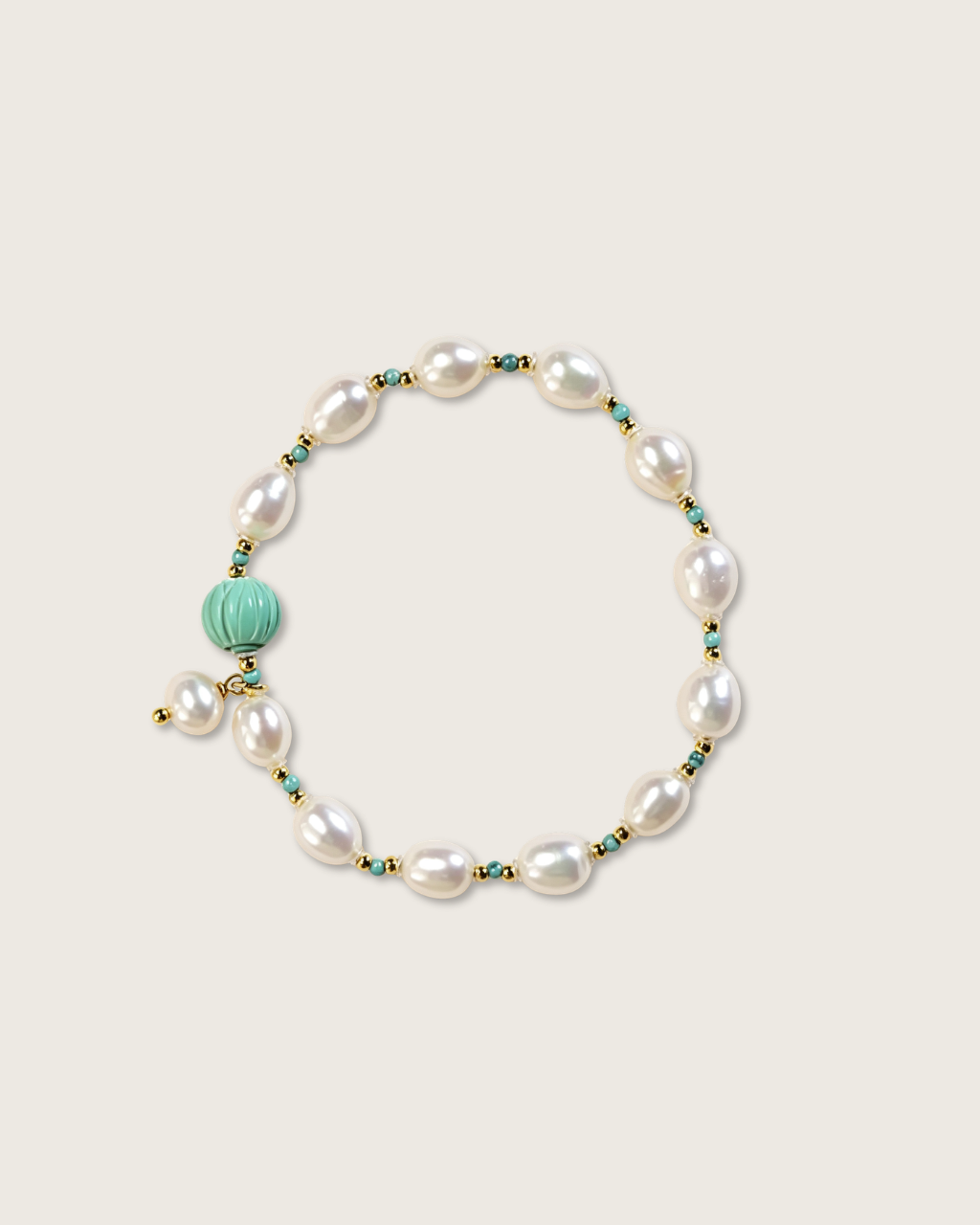 Freeform Series, Green Mountain, Pearl & Turquoise Bracelet, Soft Confidence