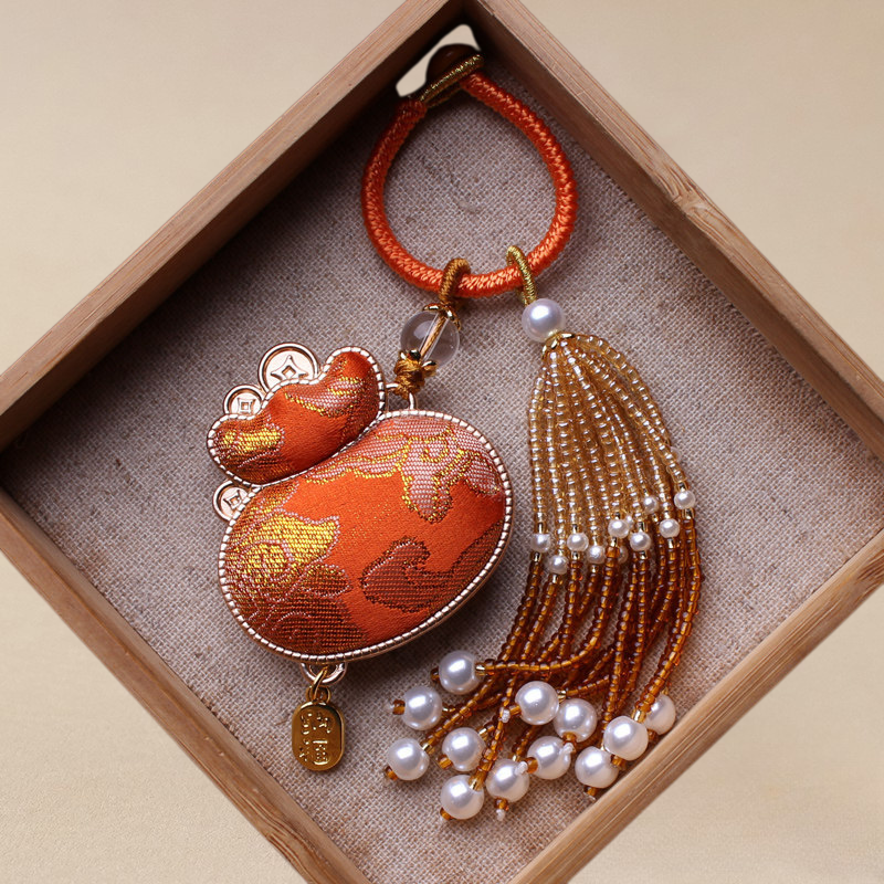 Lucky Money Bag Charm | Chinese Embroidery Song Jin Fu Dai Charm with Tassel