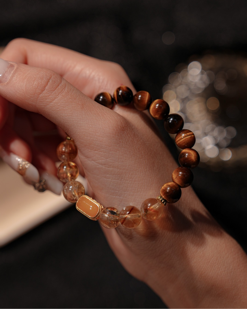 Amber Glow, Tiger Eye & Citrine Bracelet, Attract Wealth