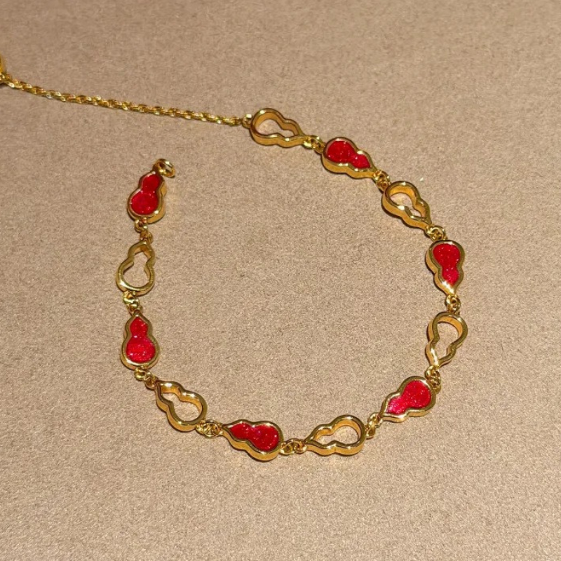 Gold-Plated 925 Silver｜Red Gourd Bracelet – Fortune & Protection