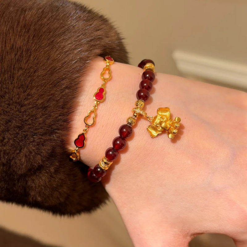 Gold-Plated 925 Silver｜Red Gourd Bracelet – Fortune & Protection