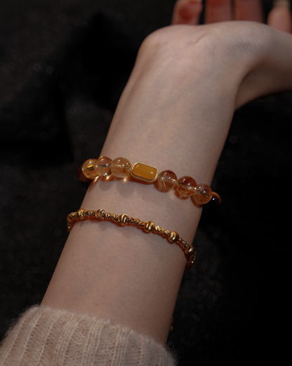 Amber Glow, Tiger Eye & Citrine Bracelet, Attract Wealth