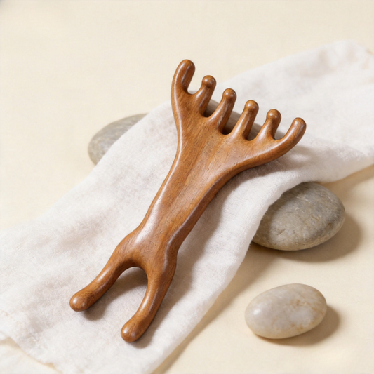 Massage Comb | Antler-Shaped Rake - Natural Golden Sandalwood for Meridian Massage