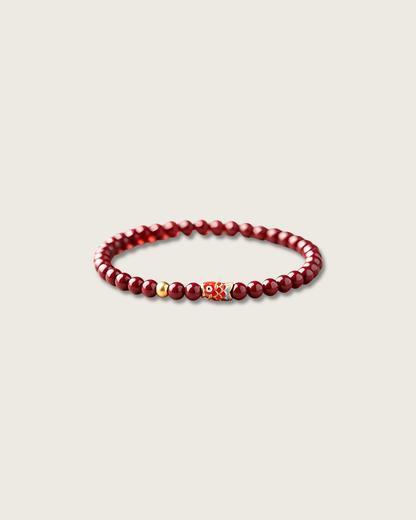 Cinnabar Koi Bracelet for Luck & Prosperity